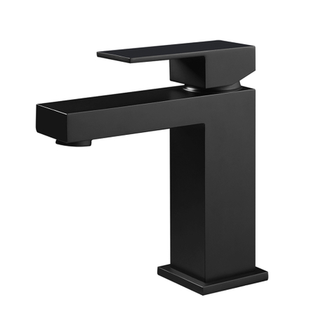 Robinet de lavabo de salle de bain noir mat monotrou en laiton cUPC avec drain escamotable