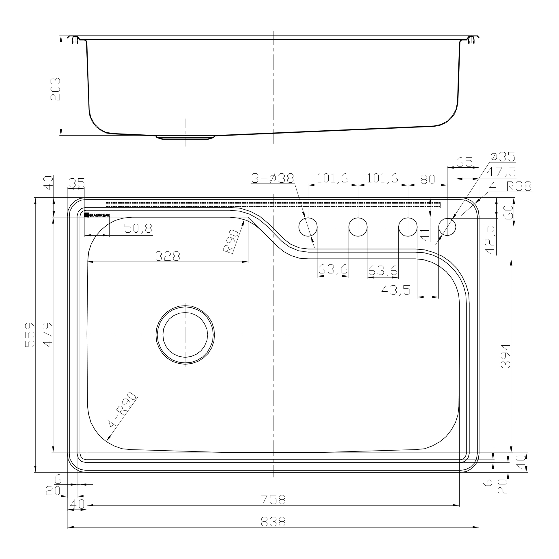 Évier de cuisine à cuve unique rectangulaire en acier inoxydable
